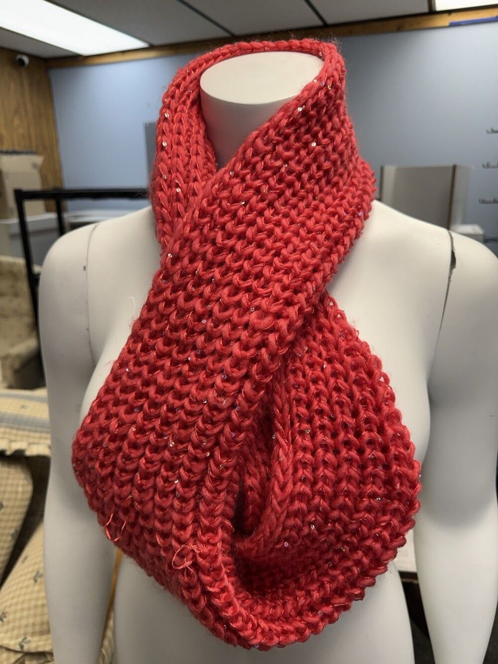 Scarf Red Sparkle Thick/Soft
